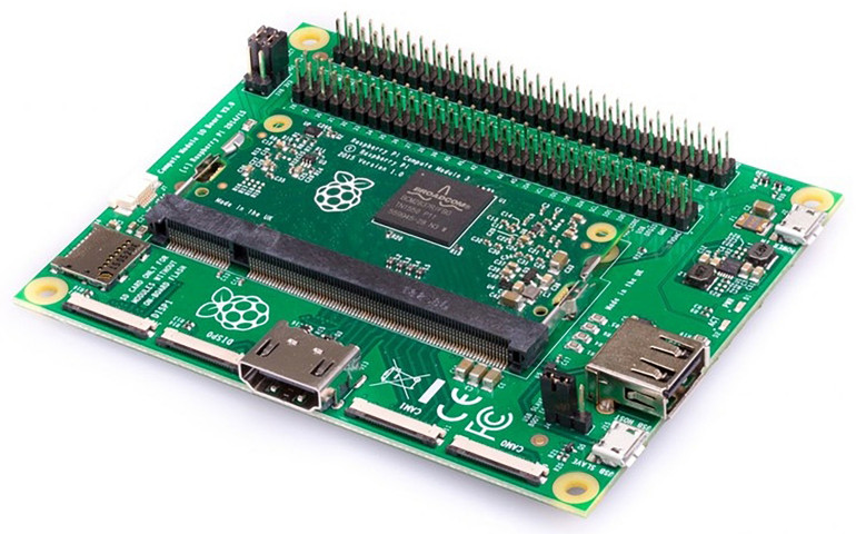 Przystawka Raspberry Pi Compute Module 1/3/3+ IO Board (rzut boczny)
