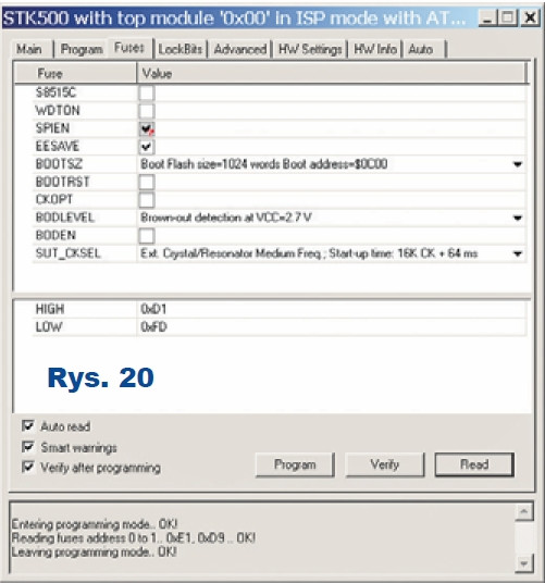 Rys.20 Oczekiwana postać bitów 0 - ATMEGA7515