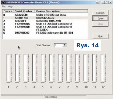 Rys.14 Program „USB2DMX512DEMO”