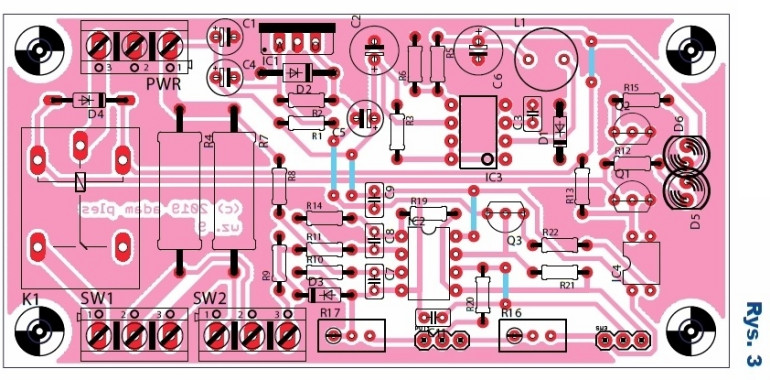 Rys.3 Automatyczny wyłącznik nadprądowy - płytka z układem (rysunek)