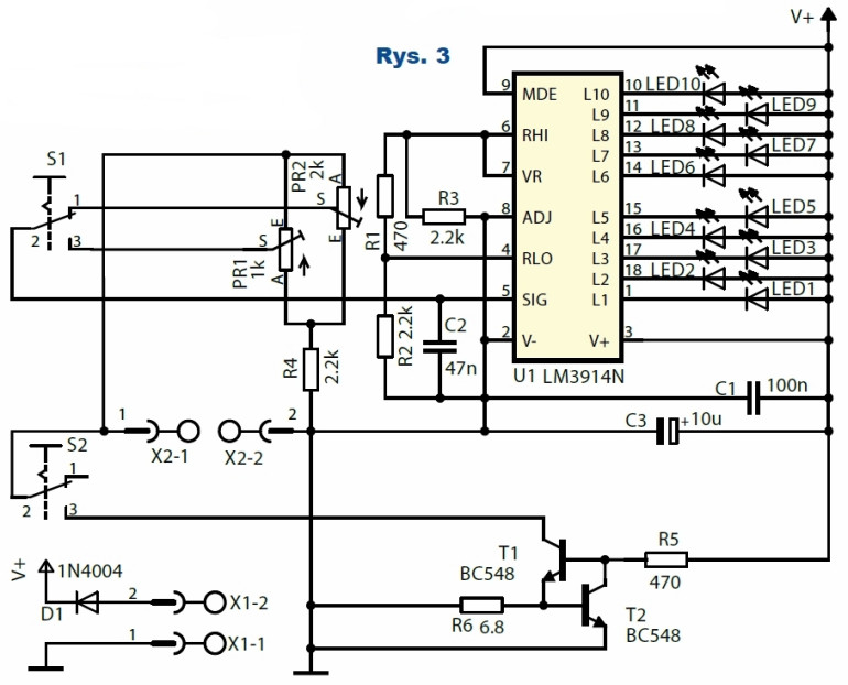 Rys.3 Schemat woltomierza diodowego