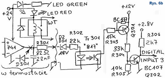 Rys.6b Fragment obwodów elektroniki, które należało dobudować w termostacie CRAFTEL