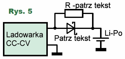 Rys.5 Dioda Schottky’ego włączona szeregowo z akumulatorem