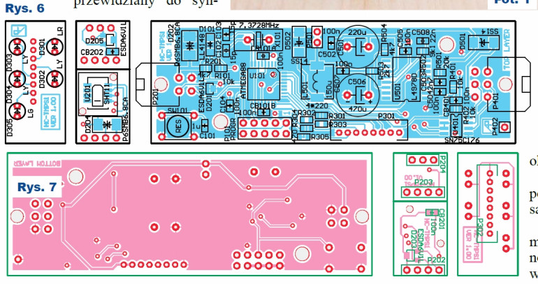 Rys.6, 7 Płytka PCB modułu pomiarowego - system automatyki domowej