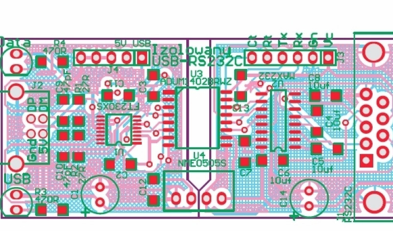 Izolowane galwanicznie łącze USB w systemach mikroprocesorowych (schematy, realizacja, montaż)
