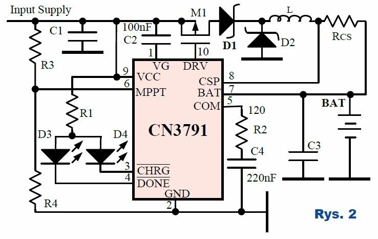 Rys.2 Moduł zawierający układ scalony CN3791 - schemat aplikacyjny