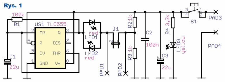 Rys.1 Schemat ideowy - tester diod LED