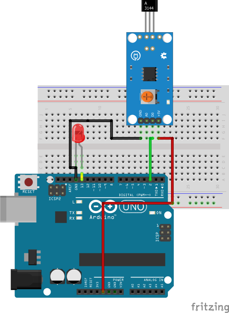 Schemat połączenia czujnika do Arduino
