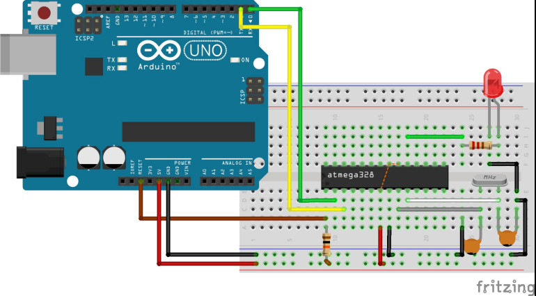 Programowanie Atmeg328P za pomocą Arduino Uno