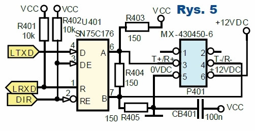 Rys.5 Interfejs RS485 - schemat