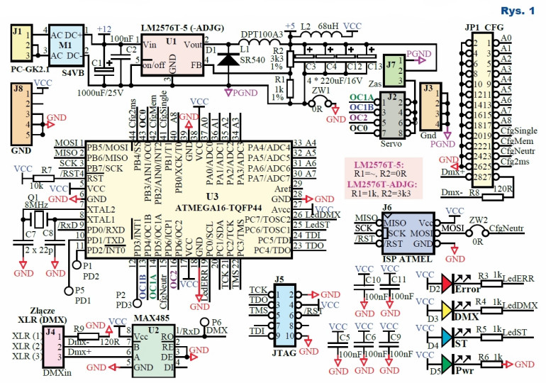 Rys.1 Sterownik do serwomechanizmów - schemat układu