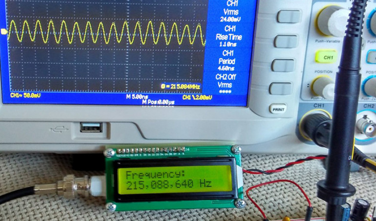 Licznik częstotliwości 100 MHz z PIC16F628A - wyświetlacz LCD