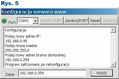 Rys.5 Konfiguracja serwera za pomocą programu SERWCFG