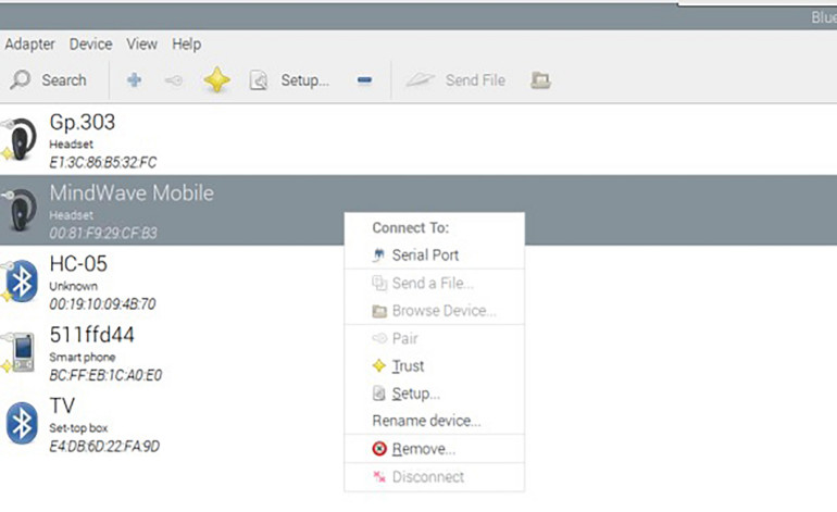 Rysunek 1. Ustawienia Bluetooth