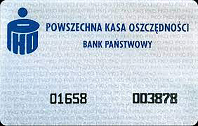 Karta bankomatowa PKO BP zawierająca pasek magnetyczny (obsługiwana przez NCR 5070)