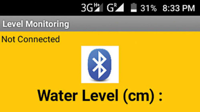 Rysunek 1. Zrzut ekranu aplikacji Android do systemu monitorowania poziomu cieczy