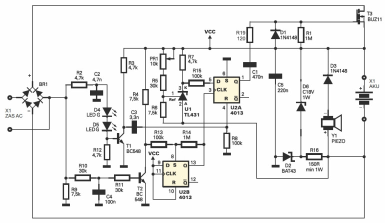 Rys.1 Schemat ideowy - ładowarka akumulatorów ołowiowych