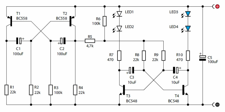 Rys.1 Schemat ideowyBłękitno-biały mrygacz AVT720_1