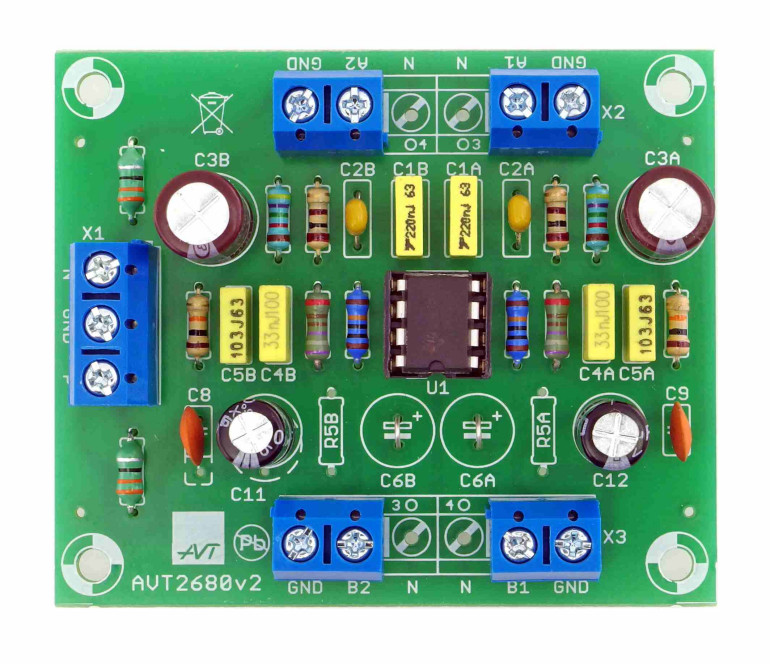 Przedwzmacniacz gramofonowy RIAA wersja zasilana napięciem symetrycznym ±12...±15V