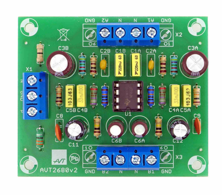 Przedwzmacniacz gramofonowy RIAA wersja zasilana pojedynczym napięciem 10-24V