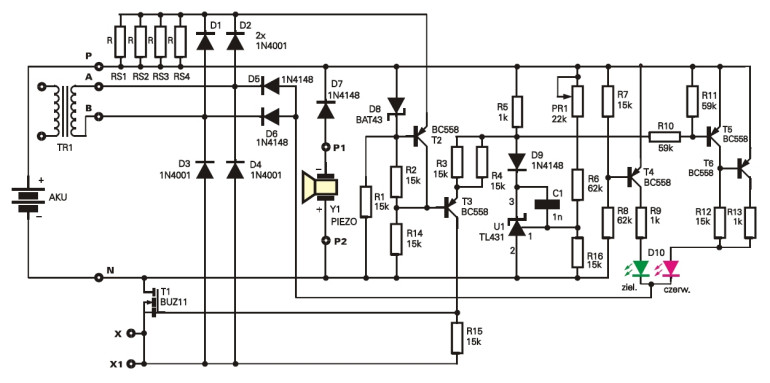 Rys.1 Schemat ideowy - ładowarka akumulatorów ołowiowych