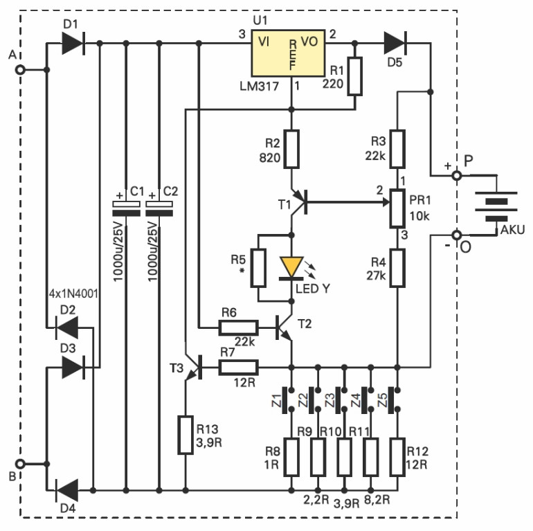 Rys.1 Schemat ideowy - ładowarka akumulatorów żelowych