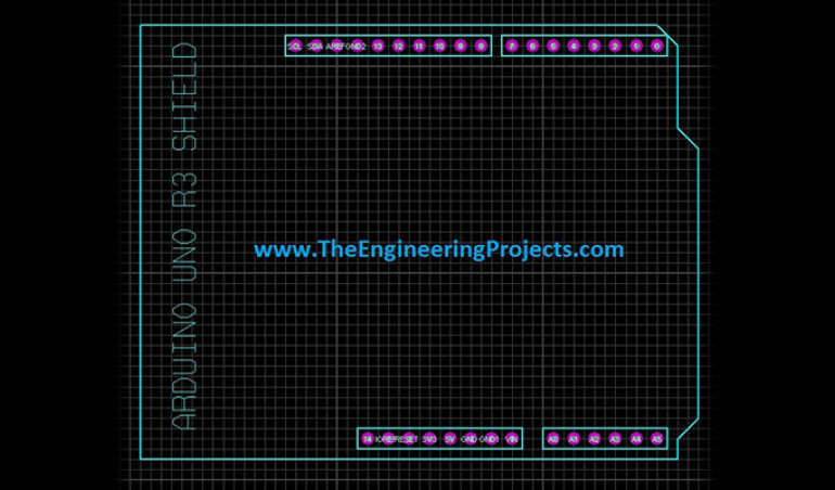 Projekt płytki drukowanej Arduino UNO dla Proteus ARES