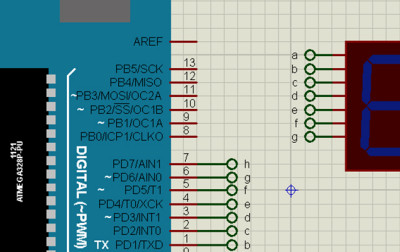 Współpraca siedmiosegmentowego wyświetlacza z Arduino w Proteusie