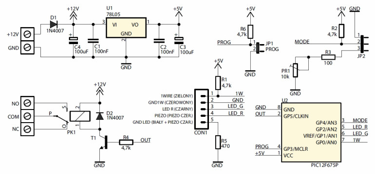 Rys.1 Schemat ideowy - zamek elektroniczny