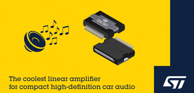 Zintegrowany samochodowy wzmacniacz audio od ST, łączący dźwięk wysokiej rozdzielczości z wydajnością klasy G