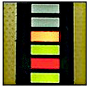 Dwukolorowy, zielono-czerwony wyświetlacz typu bargraf