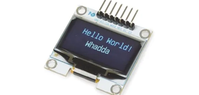 Dedykowany Arduino monochromatyczny wyświetlacz OLED WPI437 firmy Whadda emitujący niebieską barwę