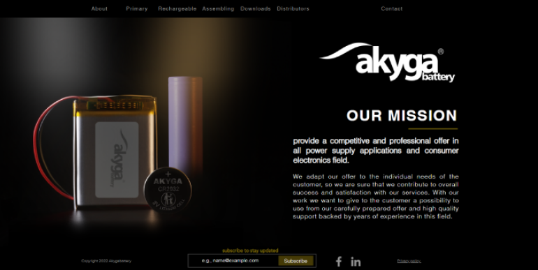Nowa strona firmy Akyga Battery