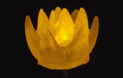 Ręcznie robiona, świecąca na żółto dioda LED «Yellow Succulent» firmy Unexpected Labs