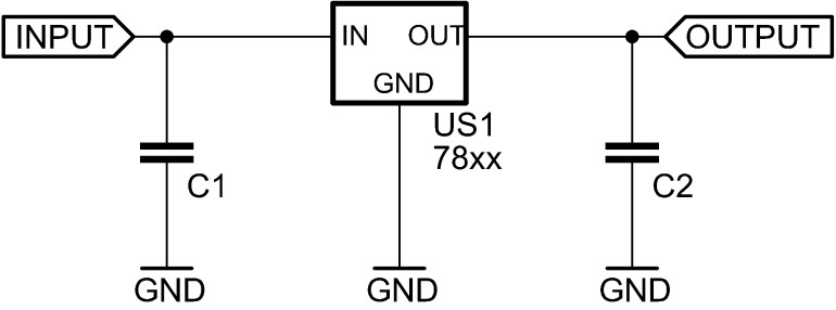 Rysunek 1. Schemat ideowy podłączenia stabilizatora 78xx