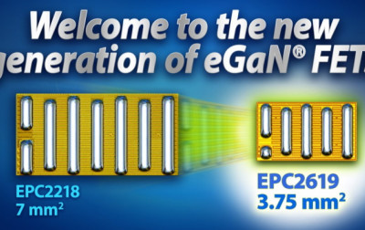 Wykonany z azotku galu (GaN) tranzystor EPC2619 firmy Efficient Power Conversion (EPC)