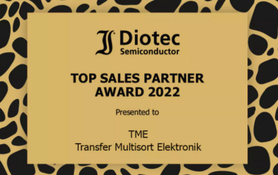 Wręczona dystrybutorowi TME nagroda «Top Sales Partner Award 2022» przyznana przez firmę Diotec Semiconductor