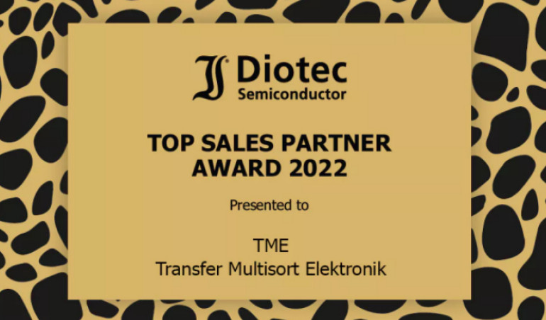 Wręczona dystrybutorowi TME nagroda «Top Sales Partner Award 2022» przyznana przez firmę Diotec Semiconductor