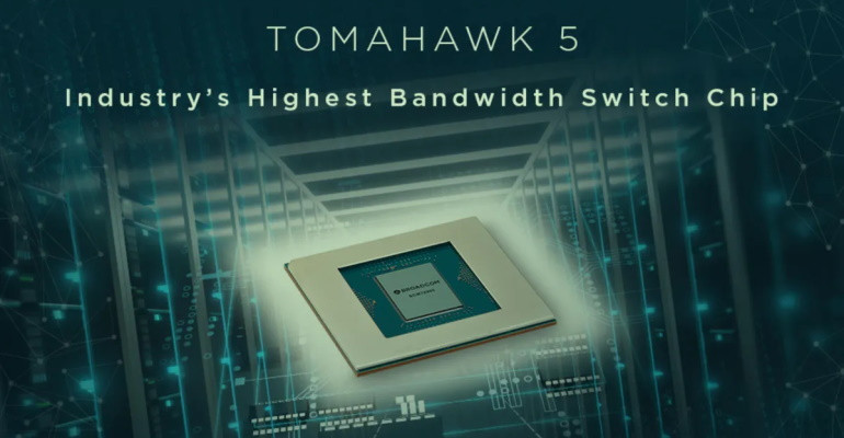 Jeden ze scalonych przełączników Ethernet z rodziny Tomahawk 5