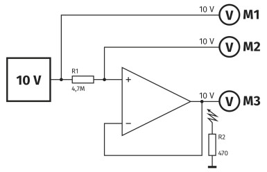 Rysunek 6. Układ wykorzystany do badania właściwości wzmacniacza buforowego op-amp