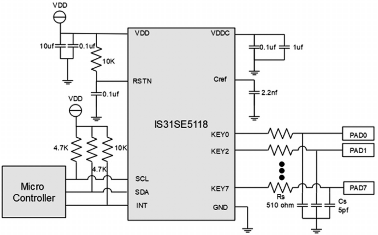 Układ aplikacyjny układu IS31SE5118