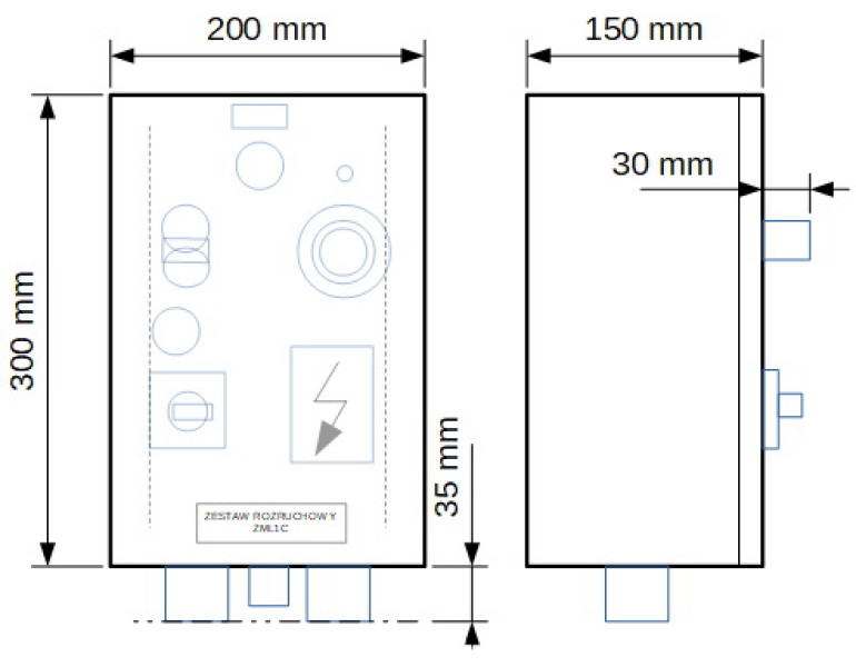 Wymiary układu rozruchowego ZML