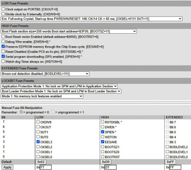 Rysunek 9. Ustawienie bitów konfiguracyjnych