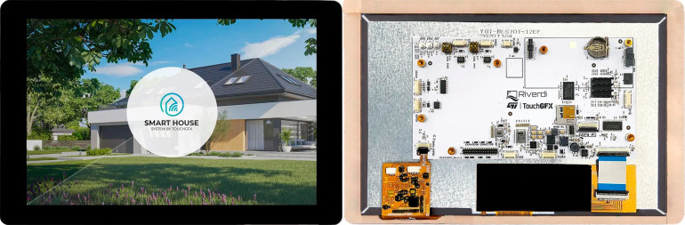 Fotografia 3. Wyświetlacz STM32 Embedded RVT101HVSNWC00-B polskiej firmy Riverdi, który umożliwia łatwe projektowanie interfejsów graficznych