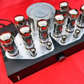 Wzmacniacz lampowy o mocy 2×80 W z katodowym sprzężeniem zwrotnym