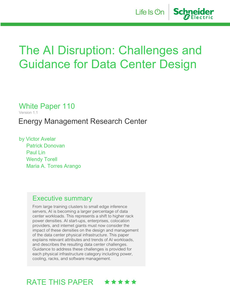 Pierwsza strona przewodnika The AI Disruption: Challenges and Guidance for Data Center Design