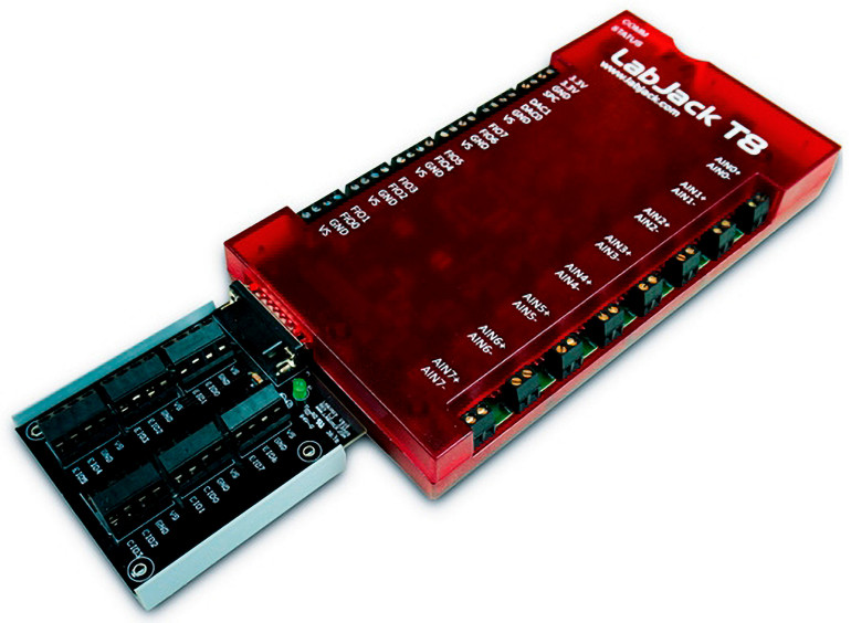 Fotografia 2. Labjack T8 z dołączonym panelem zacisków śrubowych CB15