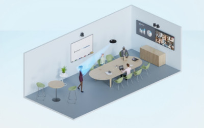 Mikrofon sufitowy Sennheiser TeamConnect Ceiling M wspierany przez Crestron Automate VX