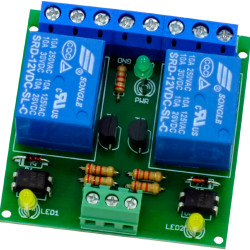 Dwukanałowy, optoizolowany moduł przekaźnikowy
