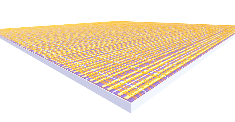 Rysunek 4 - Skupisko standardowych tranzystorów z metalowymi połączeniami